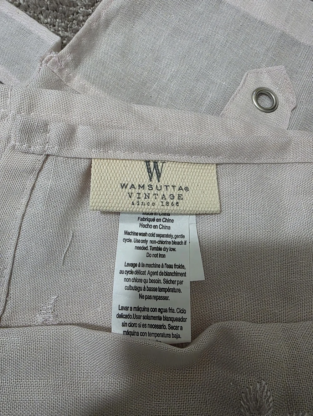 New Ivory Wamsutta Vintage Embroidered Shower Curtain Poly & Linen Fabric 72x72